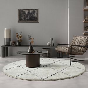 17 Stories Taneesha high pile (30 mm) long pile living room carpet diamond pattern (White Black) White Round 120 cm 17 Stories Taneesha high pile (30 mm) long pile living room carpet diamond pattern (White Black) White Round 120 cm