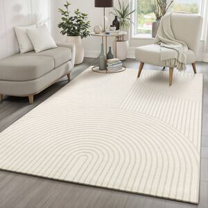 17 Stories Tandra - modern short pile carpet living room bedroom with high-low effect, 3D effect, high pile density and pleasantly soft, (Cream) Cream Rectangle 240 x 340 cm 17 Stories Tandra - modern short pile carpet living room bedroom with high-low effect, 3D effect, high pile density and pleasantly soft, (Cream) Cream Rectangle 240 x 340 cm