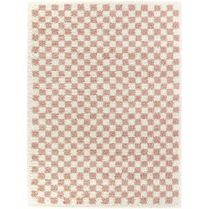 Ebern Designs Shaggy Chequered Pink/cream Rug Pink;Cream Rectangle 160 x 213cm Ebern Designs Shaggy Chequered Pink/cream Rug Pink;Cream Rectangle 160 x 213cm