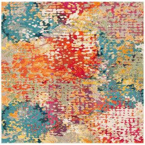 Mistana Minogue Power Loom Ivory/Orange/Blue Rug Ivory/Orange/Blue Square 183 cm Mistana Minogue Power Loom Ivory/Orange/Blue Rug Ivory/Orange/Blue Square 183 cm