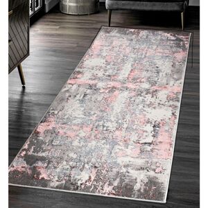 Borough Wharf Saad Abstract Area Rug Pink Runner 60 x 220cm Borough Wharf Saad Abstract Area Rug Pink Runner 60 x 220cm