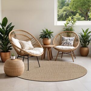 August Grove Chery Round Indoor & Outdoor Boho Brown Rug Brown;Ivory;Light Beige;Light Brown Round 160cm August Grove Chery Round Indoor & Outdoor Boho Brown Rug Brown;Ivory;Light Beige;Light Brown Round 160cm