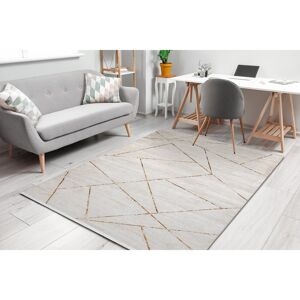 Ivy Bronx Modern rug Duke cream / gold - Geometrická, textured, very soft, fringes Brown;Cream Rectangular 180 x 270cm Ivy Bronx Modern rug Duke cream / gold - Geometrická, textured, very soft, fringes Brown;Cream Rectangular 180 x 270cm