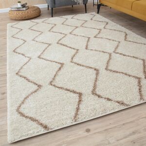 THE RUGS Moroccan Shaggy Collection Rugs Boho Design in Ivory/Beige Ivory/Beige Rectangle 180 x 270cm THE RUGS Moroccan Shaggy Collection Rugs Boho Design in Ivory/Beige Ivory/Beige Rectangle 180 x 270cm