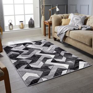 17 Stories Cassio Dhurrie Grey/Black Rug Silver Rectangle 160 x 230cm 17 Stories Cassio Dhurrie Grey/Black Rug Silver Rectangle 160 x 230cm