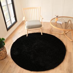 Brayden Studio Arvydas Black Area Rug Black Round 160cm Brayden Studio Arvydas Black Area Rug Black Round 160cm