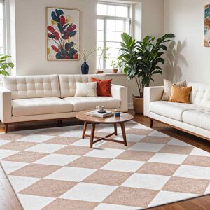 17 Stories Purcell Machine Washable Modern Boho Diamond Light Brown Area Rug Brown;White Rectangle 160 x 213cm 17 Stories Purcell Machine Washable Modern Boho Diamond Light Brown Area Rug Brown;White Rectangle 160 x 213cm