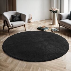 17 Stories Taurasi cosy short pile carpet, anti-slip underside, washable up to 30 degrees, super soft, fur look (Black) Black Round 160 cm 17 Stories Taurasi cosy short pile carpet, anti-slip underside, washable up to 30 degrees, super soft, fur look (Black) Black Round 160 cm