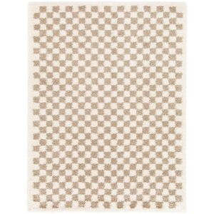 Wade Logan Tapscott Soft High Pile Machine Woven Chequered Beige/White Rug Beige;Cream Rectangle 120 x 170cm Wade Logan Tapscott Soft High Pile Machine Woven Chequered Beige/White Rug Beige;Cream Rectangle 120 x 170cm