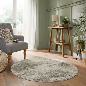 Mercury Edgeworth Abstract Machine Woven Cream Grey Area Rug Grey Round 130cm Mercury Edgeworth Abstract Machine Woven Cream Grey Area Rug Grey Round 130cm