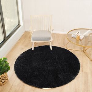 Ebern Designs Round Solid Colour Machine Woven Area Rug Polyester/Black Round 160cm Ebern Designs Round Solid Colour Machine Woven Area Rug Polyester/Black Round 160cm