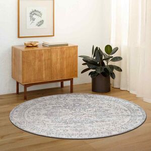 Lark Manor Caelan Grey/Ivory Area Rug Ivory;Grey Round 200cm Lark Manor Caelan Grey/Ivory Area Rug Ivory;Grey Round 200cm