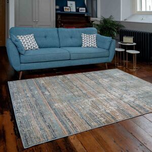 Rio Emeril Soft Distressed Scratched Effect Power Loom Blue Rug Blue Rectangle 190 x 280cm Rio Emeril Soft Distressed Scratched Effect Power Loom Blue Rug Blue Rectangle 190 x 280cm