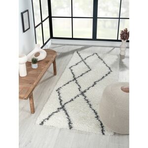 17 Stories Shaggy Lush Diamond cream Rug Cream/Black Runner 80 x 200cm 17 Stories Shaggy Lush Diamond cream Rug Cream/Black Runner 80 x 200cm