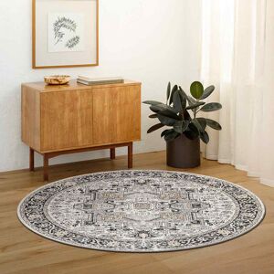 Langley Street Casanova Moroccan Machine Woven Rug Black;Beige;Grey Round 200cm Langley Street Casanova Moroccan Machine Woven Rug Black;Beige;Grey Round 200cm