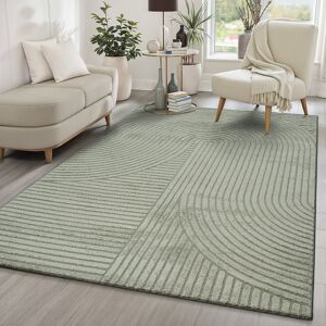 17 Stories Tandra - modern short pile carpet living room bedroom with high-low effect, 3D effect, high pile density and pleasantly soft, (Green) Green Rectangle 140 x 200 cm 17 Stories Tandra - modern short pile carpet living room bedroom with high-low effect, 3D effect, high pile density and pleasantly soft, (Green) Green Rectangle 140 x 200 cm