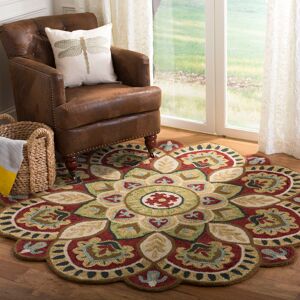 Latitude Vive Novelty Floral Area Rug In Red / Taupe Red Round 152 cm Latitude Vive Novelty Floral Area Rug In Red / Taupe Red Round 152 cm