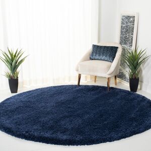 Ebern Designs Ariyah Hooked Navy Rug Navy Round 91cm Ebern Designs Ariyah Hooked Navy Rug Navy Round 91cm