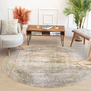 Blue Elephant Machine Washable Traditionnal Boho Camel Area Rug Brown;Beige;Grey Round 201cm Blue Elephant Machine Washable Traditionnal Boho Camel Area Rug Brown;Beige;Grey Round 201cm