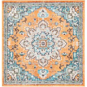 Latitude Vive Madison Floral Area Rug In Orange / Teal Teal;Orange Square 152 cm Latitude Vive Madison Floral Area Rug In Orange / Teal Teal;Orange Square 152 cm
