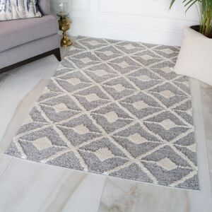 Bloomsbury Market Alva Trellis Tufted Grey Rug Grey Rectangle 120 x 170cm Bloomsbury Market Alva Trellis Tufted Grey Rug Grey Rectangle 120 x 170cm