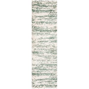Rio Hudson Shag Striped Area Rug in Ivory & Green Green Runner 69 x 183 cm Rio Hudson Shag Striped Area Rug in Ivory & Green Green Runner 69 x 183 cm