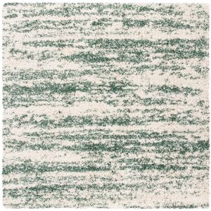 Rio Hudson Shag Striped Area Rug in Ivory & Green Green Square 213 cm Rio Hudson Shag Striped Area Rug in Ivory & Green Green Square 213 cm