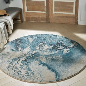 Nourison Maxell Abstract Blue;Brown Area Rug Ivory Teal Round 160 x 160cm Nourison Maxell Abstract Blue;Brown Area Rug Ivory Teal Round 160 x 160cm