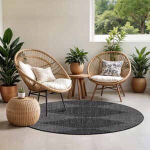 Natur Pur Marion Indoor & Outdoor Modern Boho Charcoal Rug Black;Ivory;Charcoal;Light Gray Round 160cm Natur Pur Marion Indoor & Outdoor Modern Boho Charcoal Rug Black;Ivory;Charcoal;Light Gray Round 160cm