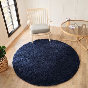Brayden Studio Atri Solid Colour Dark Blue Area Rug Navy Round 160cm Brayden Studio Atri Solid Colour Dark Blue Area Rug Navy Round 160cm