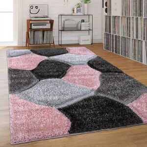 Metro Extra Large Thick Shaggy Rug Soft Living Room Bedroom Carpet Hallway Rugs Pink Grey Rectangle 160 x 230 cm Metro Extra Large Thick Shaggy Rug Soft Living Room Bedroom Carpet Hallway Rugs Pink Grey Rectangle 160 x 230 cm