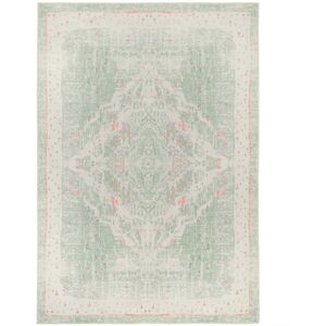 Kukoon Machine Washable Pastel Green Traditional Medallion Distressed Living Room Area Rug Green Rectangle 120 x 170cm Kukoon Machine Washable Pastel Green Traditional Medallion Distressed Living Room Area Rug Green Rectangle 120 x 170cm
