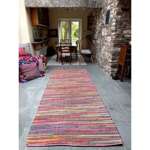 Latitude Vive Seth Rainbow Striped Recycled Cotton Handwoven Flatweave Rug Multicolour Runner 75 x 240cm Latitude Vive Seth Rainbow Striped Recycled Cotton Handwoven Flatweave Rug Multicolour Runner 75 x 240cm