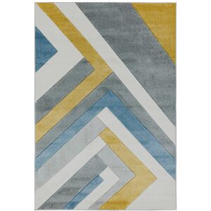 Ebern Designs Sanjuan Linear Grey/Yellow/Blue Rug Rectangle 120cm x 170cm Ebern Designs Sanjuan Linear Grey/Yellow/Blue Rug Rectangle 120cm x 170cm