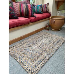 17 Stories Cheyenne Hand Braided Blue Rug Blue;Blue Rectangle 75 x 120cm 17 Stories Cheyenne Hand Braided Blue Rug Blue;Blue Rectangle 75 x 120cm