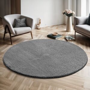 17 Stories Taurasi cosy short pile carpet, anti-slip underside, washable up to 30 degrees, super soft, fur look (Anthracite) Anthracite Round 160 cm 17 Stories Taurasi cosy short pile carpet, anti-slip underside, washable up to 30 degrees, super soft, fur look (Anthracite) Anthracite Round 160 cm