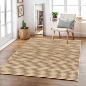 Highland Dunes Tarri Boho Jute-Look Striped Brown Area Rug Beige Rectangle 275 x 200 cm Highland Dunes Tarri Boho Jute-Look Striped Brown Area Rug Beige Rectangle 275 x 200 cm