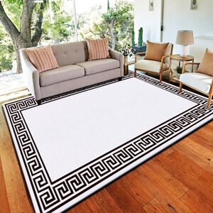 Canora Grey Plain Rug with Greek key Bordered Gel backed Rug Aleecia Cream/Black Rug Rectangle 120 x 170cm Canora Grey Plain Rug with Greek key Bordered Gel backed Rug Aleecia Cream/Black Rug Rectangle 120 x 170cm