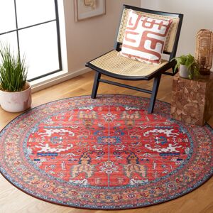 Astoria Grand Tucson Vintage Look Machine Washable Non-Slip Area Rug in Red Multi Blue;Red Round 183 cm Astoria Grand Tucson Vintage Look Machine Washable Non-Slip Area Rug in Red Multi Blue;Red Round 183 cm