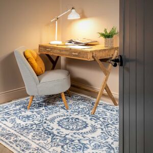 Kukoon Machine Washable Beige Blue Traditional Damask Style Distressed Living Room Area Rug Blue, Beige Rectangle 120 x 170cm Kukoon Machine Washable Beige Blue Traditional Damask Style Distressed Living Room Area Rug Blue, Beige Rectangle 120 x 170cm