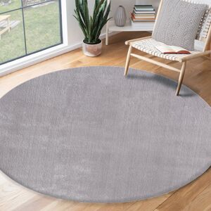 The Carpet Relax - Modern Rug, Fluffy, Short Pile, Non-Slip Underside, Washable up to 30°C, Super-Soft, Fur Look, Grey Grey Round 200cm The Carpet Relax - Modern Rug, Fluffy, Short Pile, Non-Slip Underside, Washable up to 30°C, Super-Soft, Fur Look, Grey Grey Round 200cm