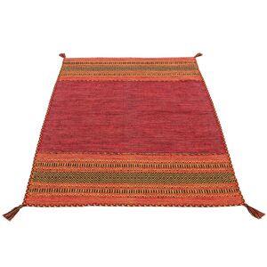 Carpetfine Azizi Striped Hand Woven Cotton Red Rug Red Rectangle 140 x 200cm Carpetfine Azizi Striped Hand Woven Cotton Red Rug Red Rectangle 140 x 200cm