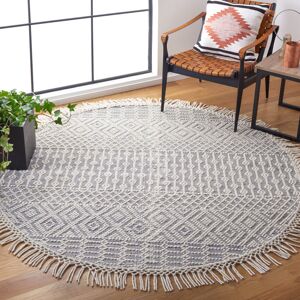Bloomsbury Market Vintage Look Hand Woven Area Rug Ivory;Navy Round 183 cm Bloomsbury Market Vintage Look Hand Woven Area Rug Ivory;Navy Round 183 cm