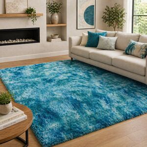 Aspire Homeware Blue Abstract Shaggy Area Rug Soft Modern Indoor Carpet TYE DYE TEAL Rectangle 160cm Width X 230cm Length Aspire Homeware Blue Abstract Shaggy Area Rug Soft Modern Indoor Carpet TYE DYE TEAL Rectangle 160cm Width X 230cm Length