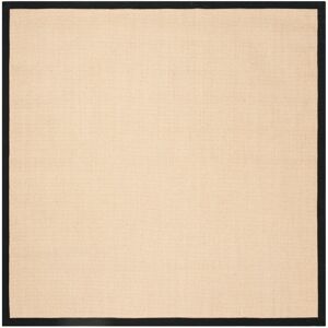 Ebern Designs Natural Fiber Retia Border Area Rug In Beige & Black Beige Square 183 cm Ebern Designs Natural Fiber Retia Border Area Rug In Beige & Black Beige Square 183 cm