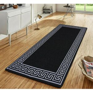 Fairmont Park Greek-Key Black Grey Non-Slip Polypropylene Area Rug — Washable Door Mat & Hallway Runner for Living Room, Kitchen & Bedroom Black/Grey Runner 160 x 230cm Fairmont Park Greek-Key Black Grey Non-Slip Polypropylene Area Rug — Washable Door Mat & Hallway Runner for Living Room, Kitchen & Bedroom Black/Grey Runner 160 x 230cm