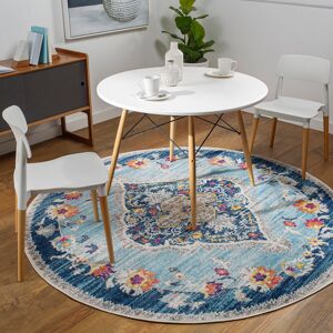 Blue Elephant Leaver Blue Rug Blue;Yellow;Pink;Grey Round 200cm Blue Elephant Leaver Blue Rug Blue;Yellow;Pink;Grey Round 200cm