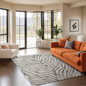 17 Stories Boho Zebra Area Rug Charcoal/Beige Black;Charcoal;Light Beige;Light Gray;Taupe Rectangle 160 x 220cm 17 Stories Boho Zebra Area Rug Charcoal/Beige Black;Charcoal;Light Beige;Light Gray;Taupe Rectangle 160 x 220cm