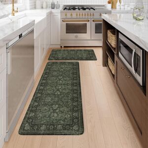 Marlow Home Co. Boho Vintage Kitchen Rugs Sets of 2 Comfort Standing Mat Dark Green 119cm L x 44cm W Marlow Home Co. Boho Vintage Kitchen Rugs Sets of 2 Comfort Standing Mat Dark Green 119cm L x 44cm W