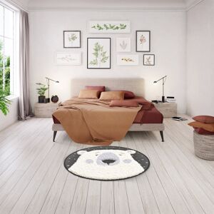 Zoomie Kids Lisabeth Ice Bear Structural Weave Black/White Rug Black;White Round 120cm Zoomie Kids Lisabeth Ice Bear Structural Weave Black/White Rug Black;White Round 120cm